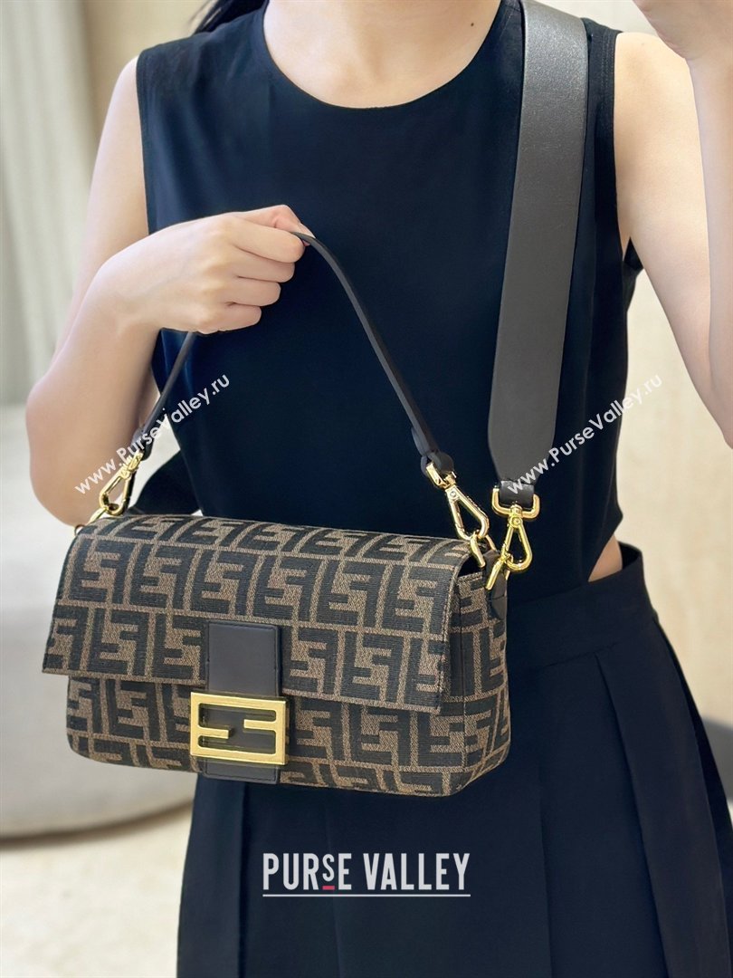 Fendi Baguette Bag in Tobacco Brown FF Jacquard Fabric 8679 Brown/Gold 2026 Top (CL-26032602)