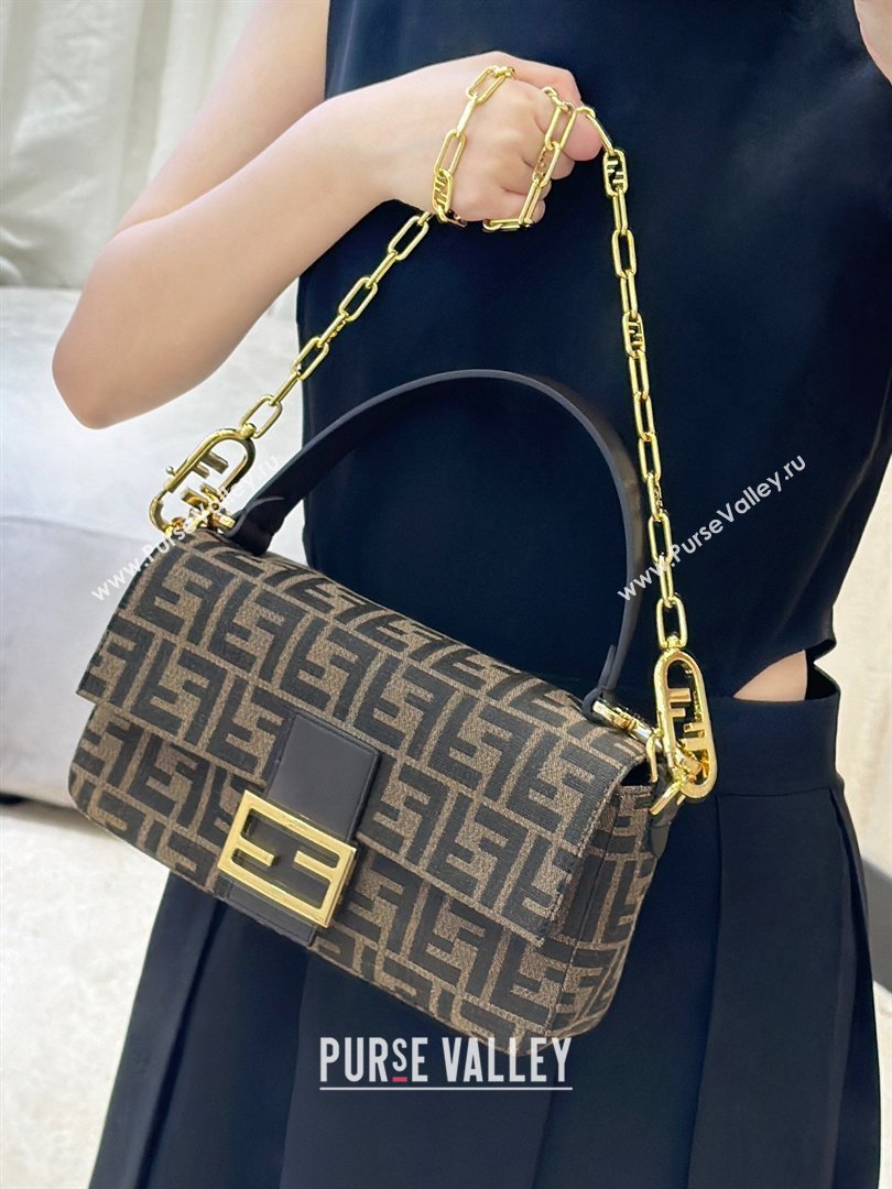 Fendi Baguette Bag in Tobacco Brown FF Jacquard Fabric 8679 Brown/Gold 2026 Top (CL-26032602)