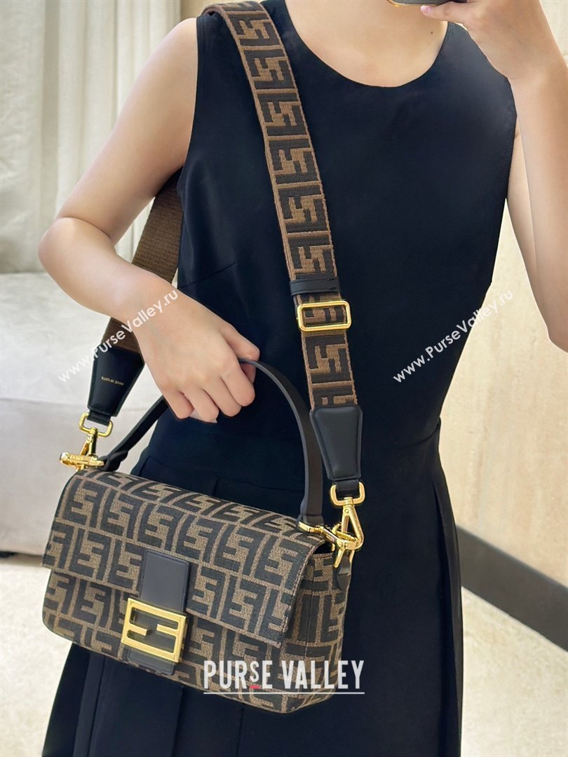 Fendi Baguette Bag in Tobacco Brown FF Jacquard Fabric 8679 Brown/Gold 2026 Top (CL-26032602)