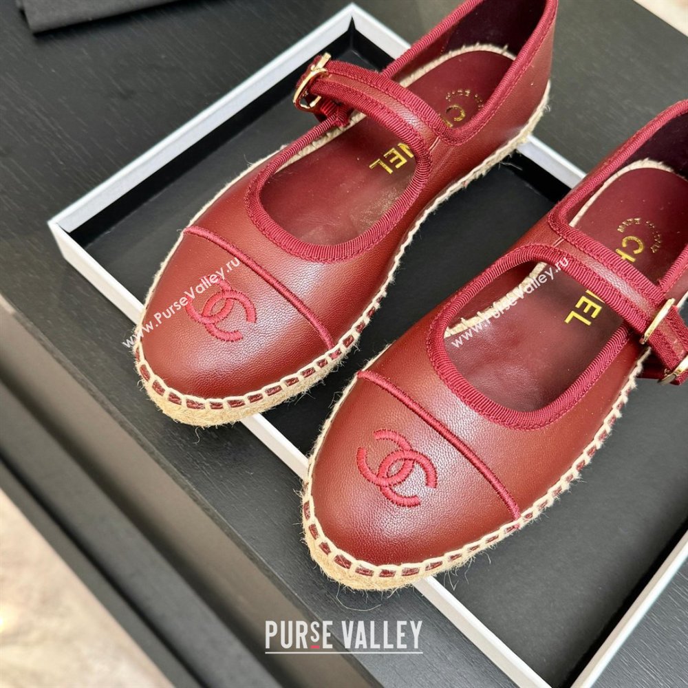 Chanel Calfskin Mary Janes in Burgundy Lambskin G47256 Spring Summer 2026 (MD-26040211)