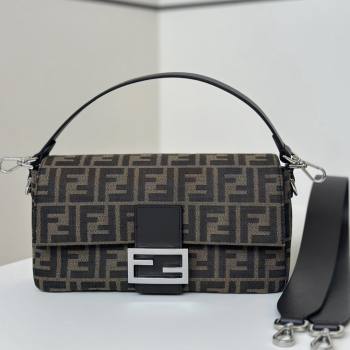 Fendi Baguette Bag in Tobacco Brown FF Jacquard Fabric 8679 Brown/Silver 2026 Top (CL-26032603)