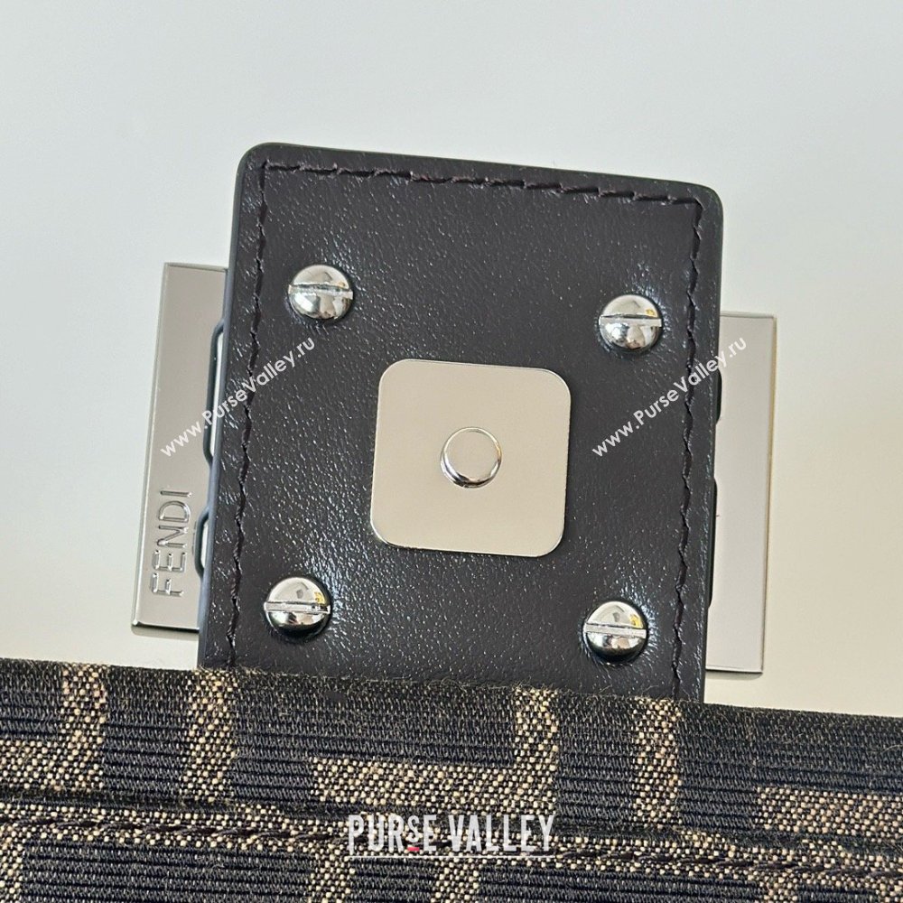 Fendi Baguette Bag in Tobacco Brown FF Jacquard Fabric 8679 Brown/Silver 2026 Top (CL-26032603)