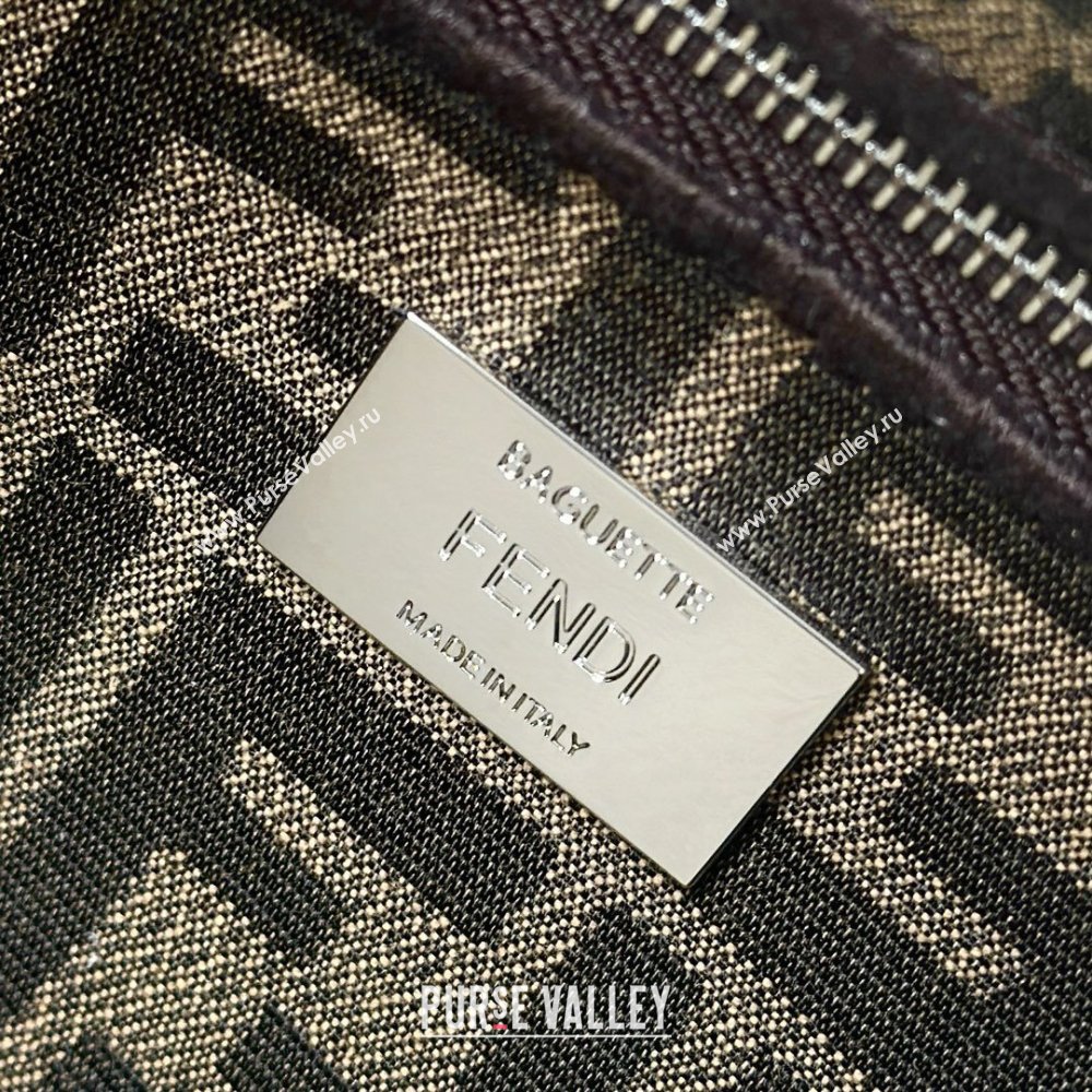 Fendi Baguette Bag in Tobacco Brown FF Jacquard Fabric 8679 Brown/Silver 2026 Top (CL-26032603)