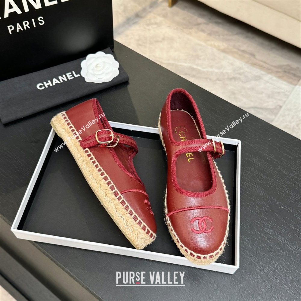 Chanel Calfskin Mary Janes in Burgundy Lambskin G47256 Spring Summer 2026 (MD-26040211)