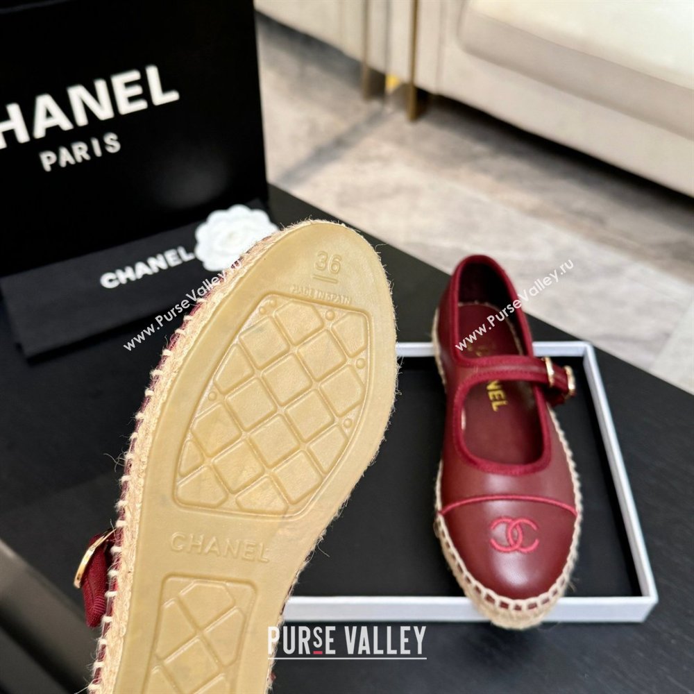 Chanel Calfskin Mary Janes in Burgundy Lambskin G47256 Spring Summer 2026 (MD-26040211)
