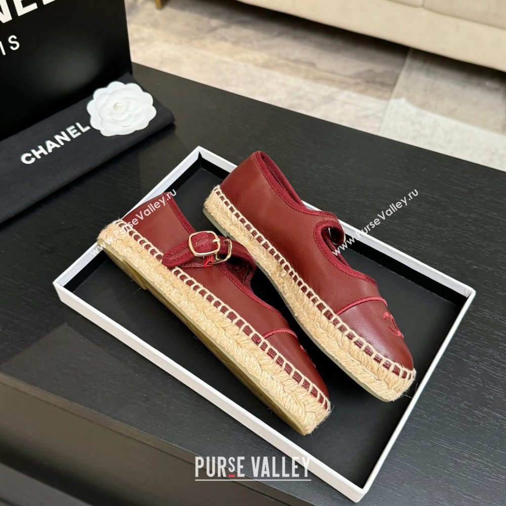 Chanel Calfskin Mary Janes in Burgundy Lambskin G47256 Spring Summer 2026 (MD-26040211)