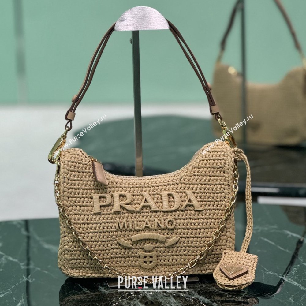 Prada Re-edition Crochet Raffia-effect Mini Bag with Gold Chain 1BC204 2026 (YZ-26032701)