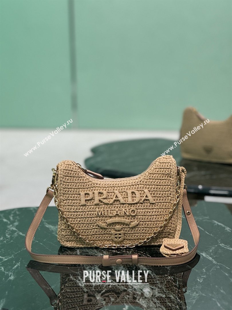 Prada Re-edition Crochet Raffia-effect Mini Bag with Gold Chain 1BC204 2026 (YZ-26032701)