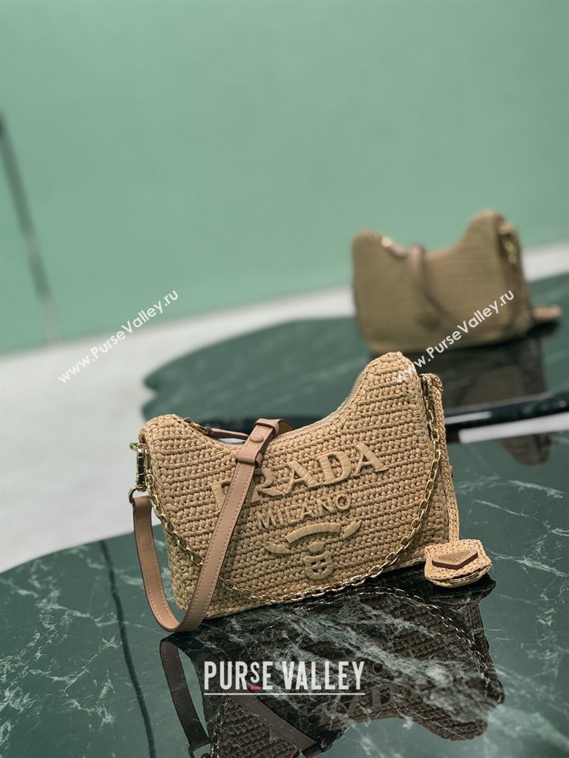 Prada Re-edition Crochet Raffia-effect Mini Bag with Gold Chain 1BC204 2026 (YZ-26032701)