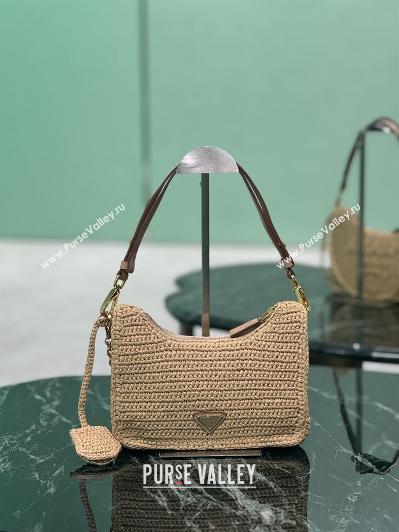 Prada Re-edition Crochet Raffia-effect Mini Bag with Gold Chain 1BC204 2026 (YZ-26032701)