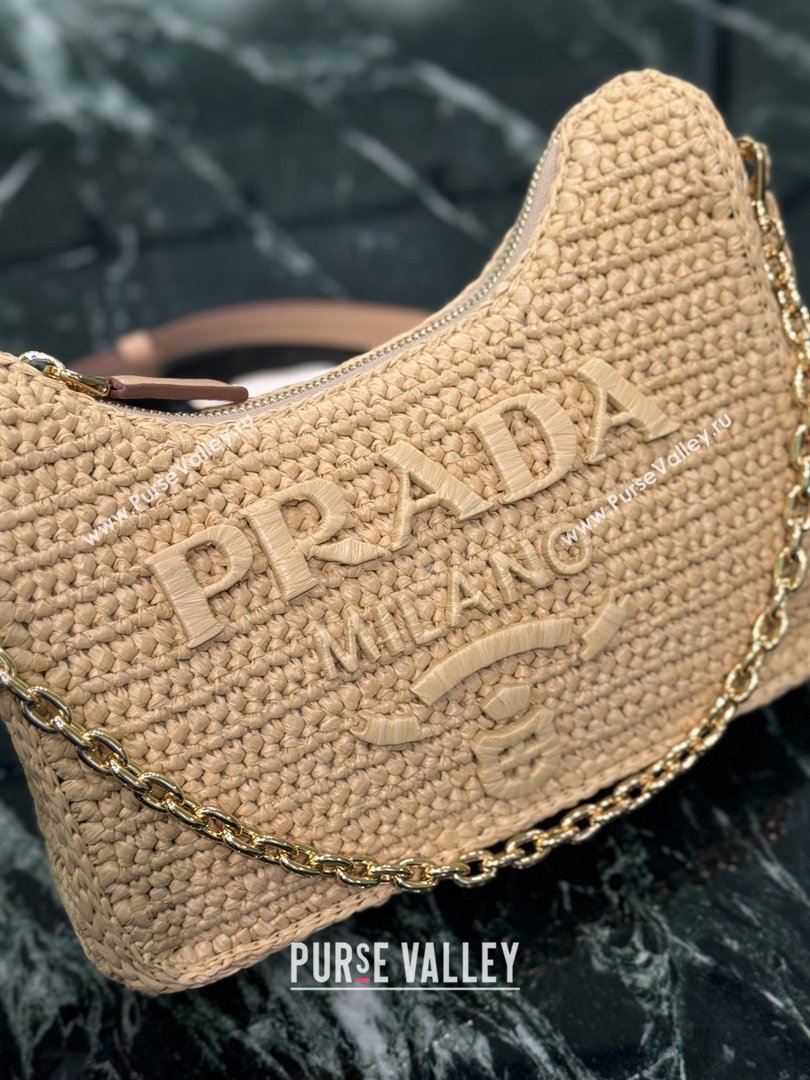 Prada Re-edition Crochet Raffia-effect Mini Bag with Gold Chain 1BC204 2026 (YZ-26032701)