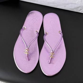Chanel Thongs in Crackled Laminated Calfskin G47243 Purple Spring Summer 2026 (Y30-26032803)