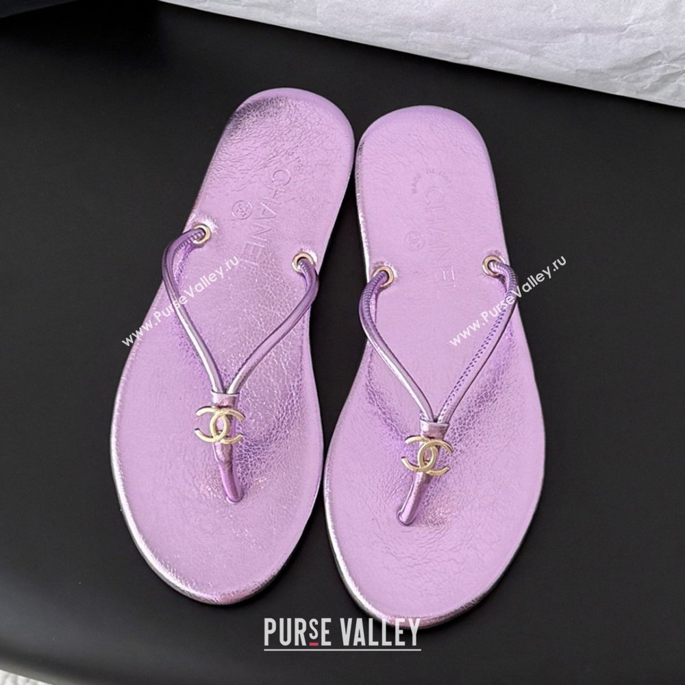 Chanel Thongs in Crackled Laminated Calfskin G47243 Purple Spring Summer 2026 (Y30-26032803)