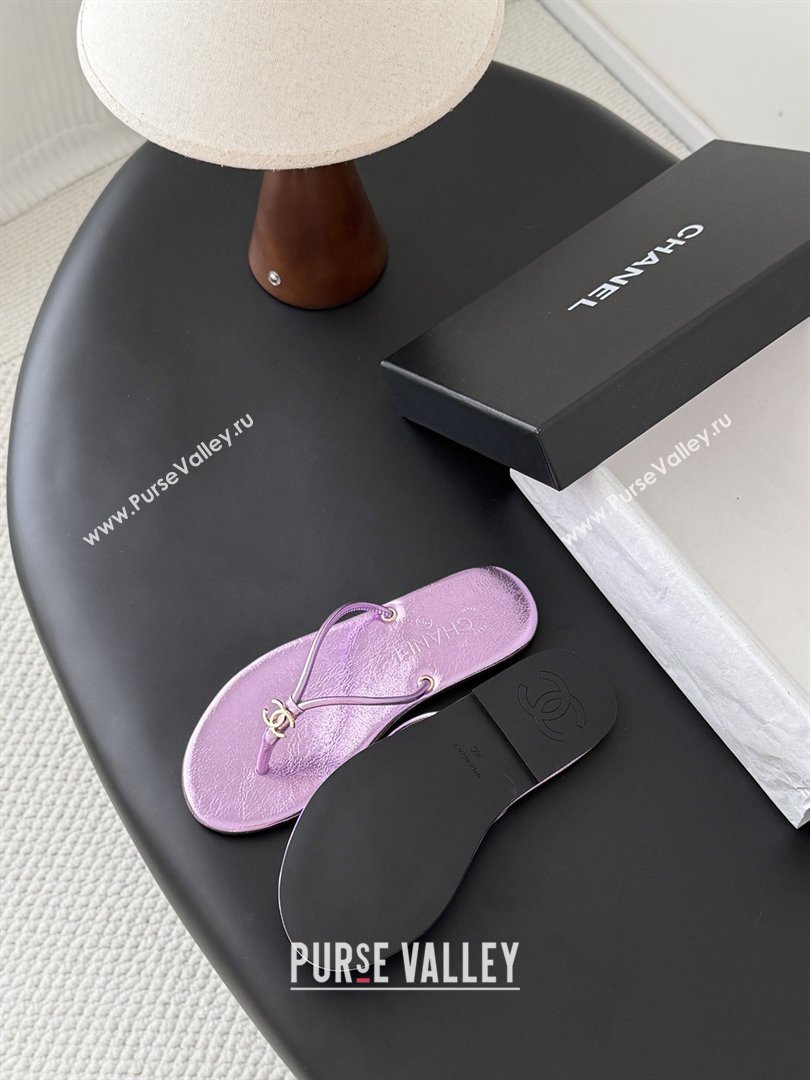 Chanel Thongs in Crackled Laminated Calfskin G47243 Purple Spring Summer 2026 (Y30-26032803)
