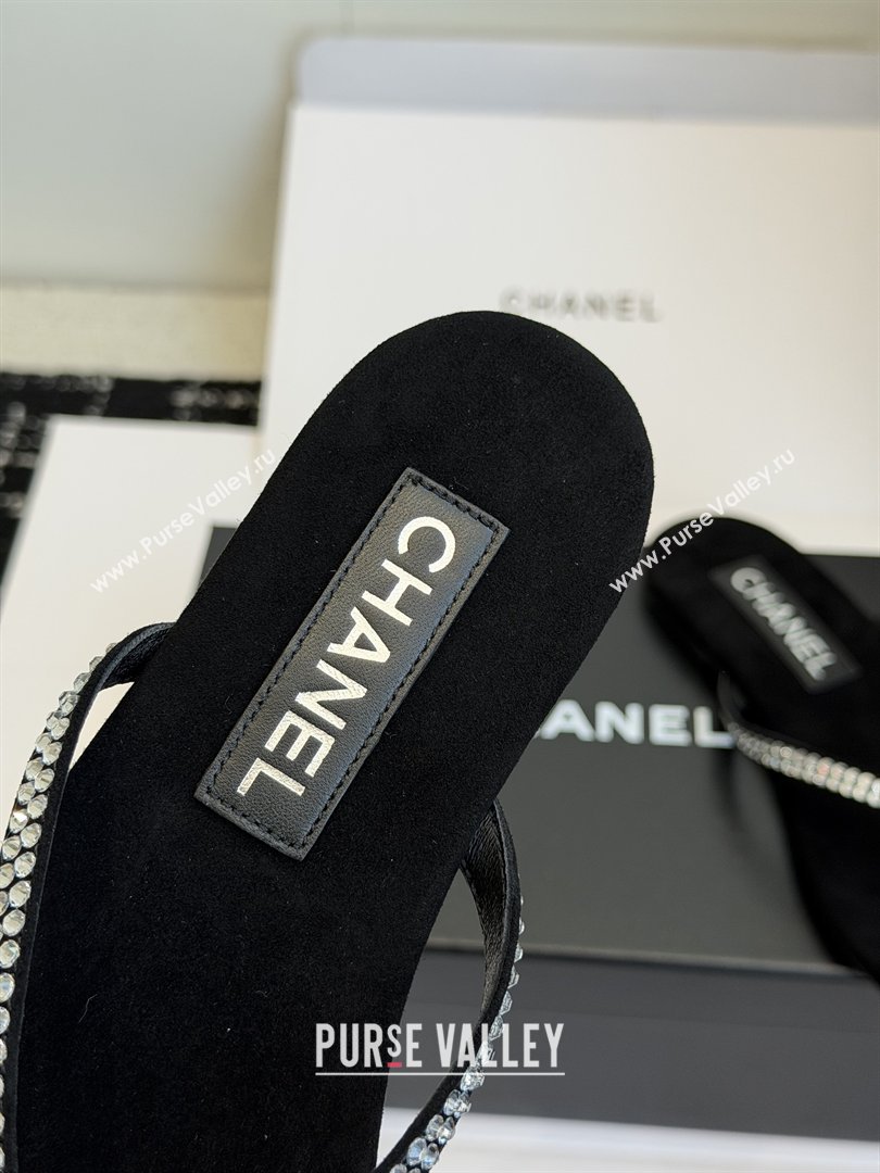 Chanel Velvet Thongs with Crystals CH32805 Black 2026 (ZL-26032805)
