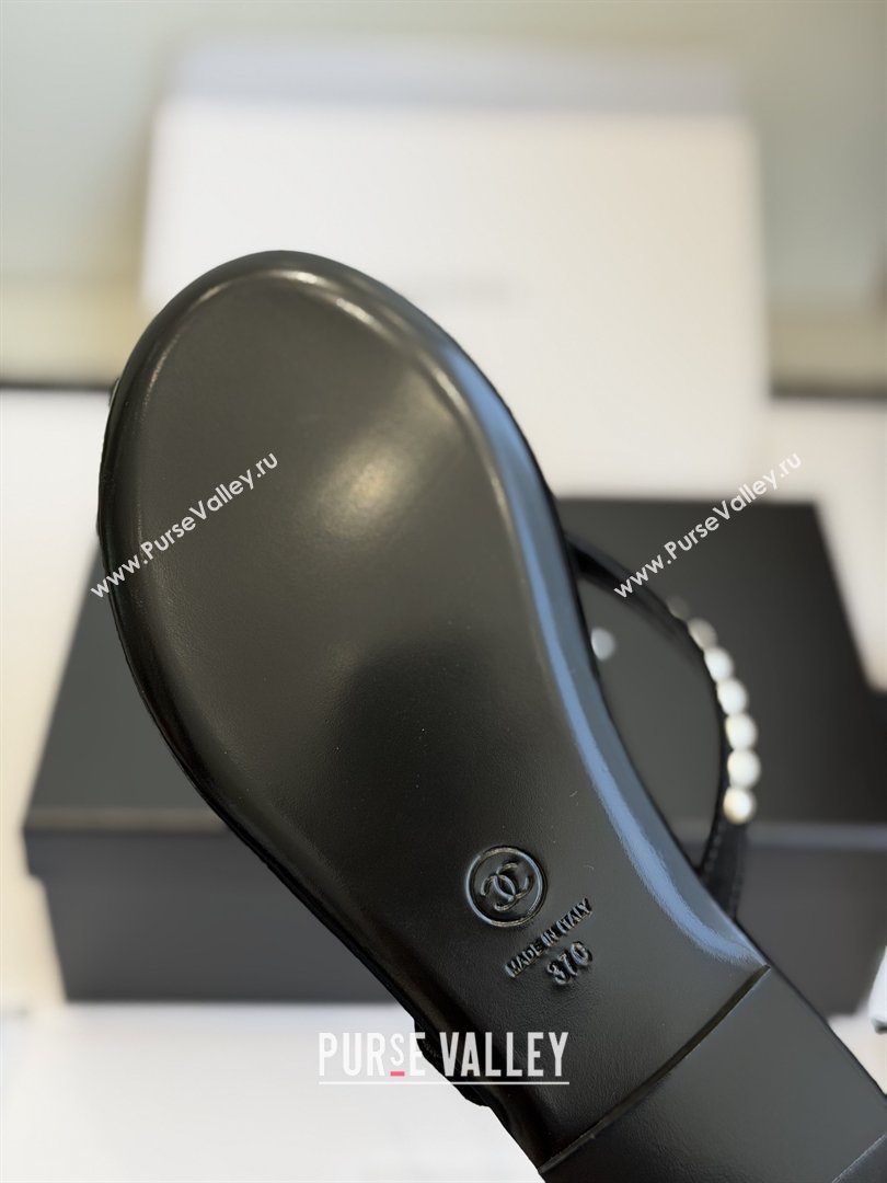 Chanel Velvet Thongs with Pearls CH32806 Black 2026 (ZL-26032806)