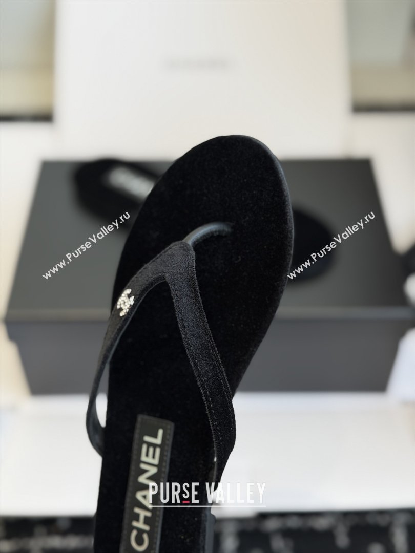Chanel Velvet Thongs with CC Logo CH32807 Black 2026 (ZL-26032807)