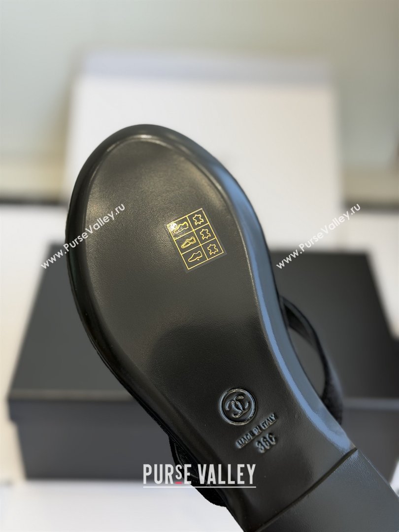 Chanel Velvet Thongs with CC Logo CH32807 Black 2026 (ZL-26032807)