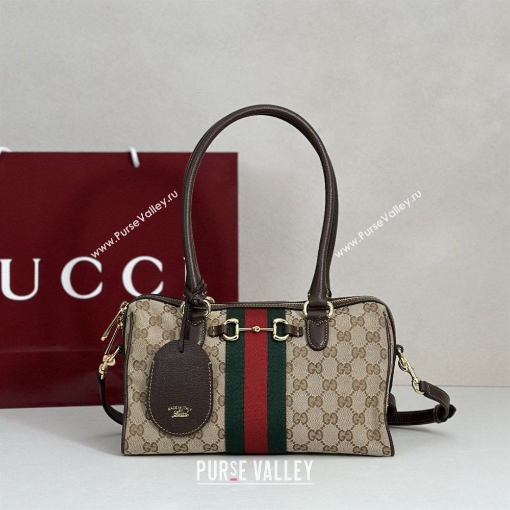 Gucci Borsetto Medium Boston Bag in Sand Dark Brown GG Canvas 866732 2026 (DLH-26040203)