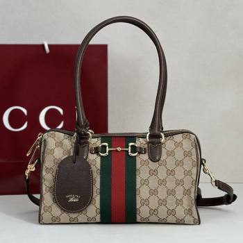 Gucci Borsetto Medium Boston Bag in Sand Dark Brown GG Canvas 866732 2026 (DLH-26040203)