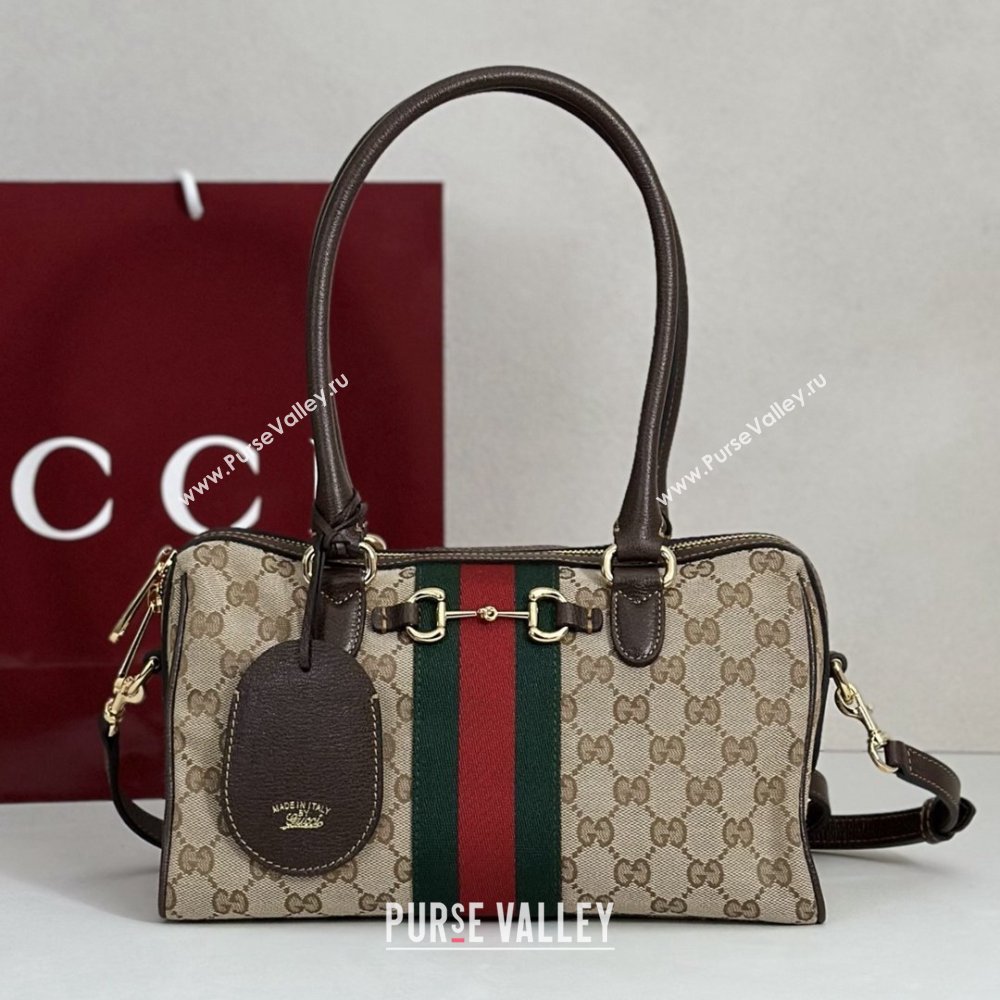 Gucci Borsetto Medium Boston Bag in Sand Dark Brown GG Canvas 866732 2026 (DLH-26040203)