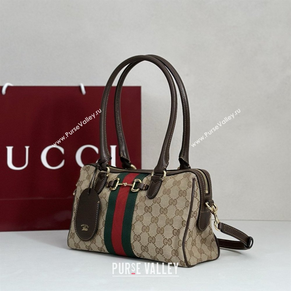 Gucci Borsetto Medium Boston Bag in Sand Dark Brown GG Canvas 866732 2026 (DLH-26040203)