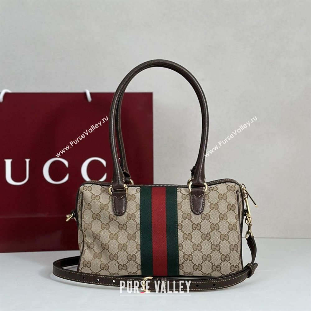 Gucci Borsetto Medium Boston Bag in Sand Dark Brown GG Canvas 866732 2026 (DLH-26040203)