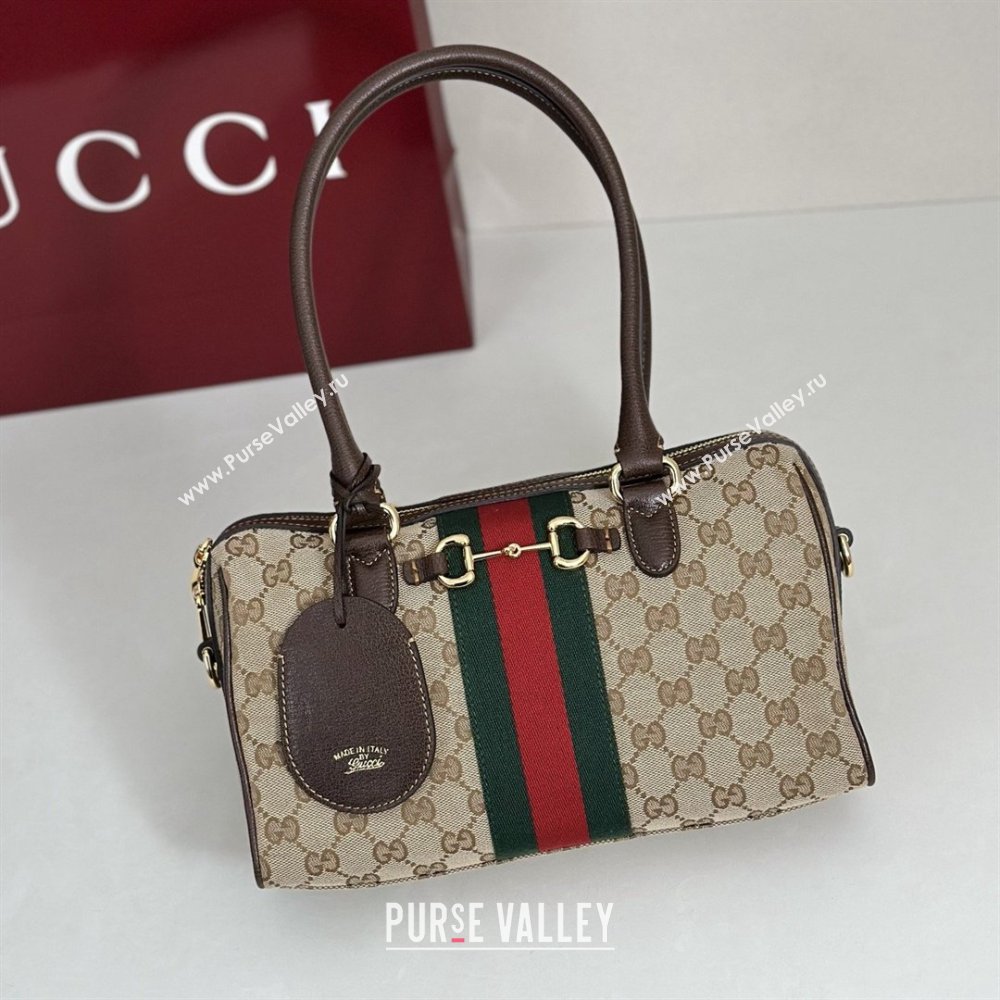 Gucci Borsetto Medium Boston Bag in Sand Dark Brown GG Canvas 866732 2026 (DLH-26040203)