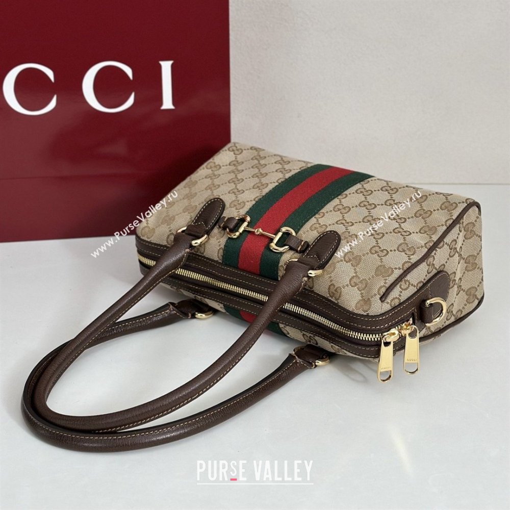 Gucci Borsetto Medium Boston Bag in Sand Dark Brown GG Canvas 866732 2026 (DLH-26040203)