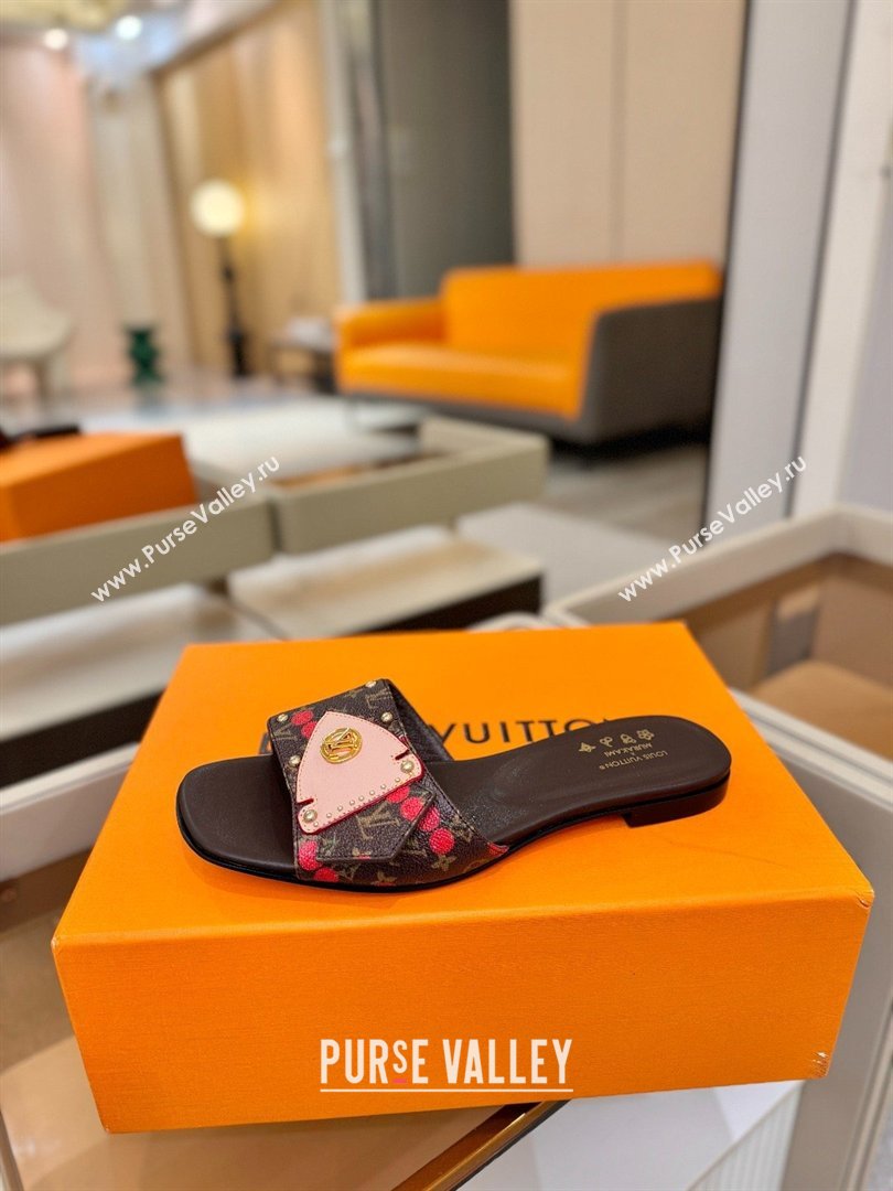 Louis Vuitton LV Frame Flat Mule in Monogram Canvas Brown/Red 2026 (KL-26040312)