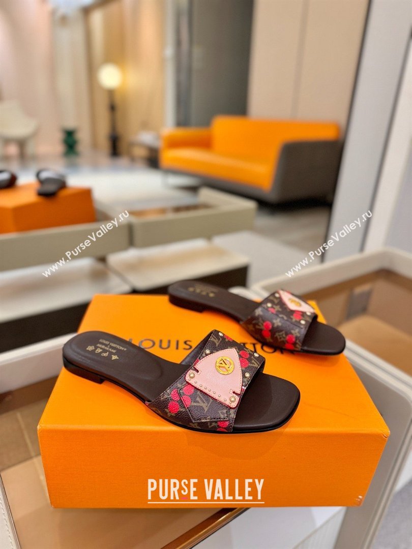 Louis Vuitton LV Frame Flat Mule in Monogram Canvas Brown/Red 2026 (KL-26040312)