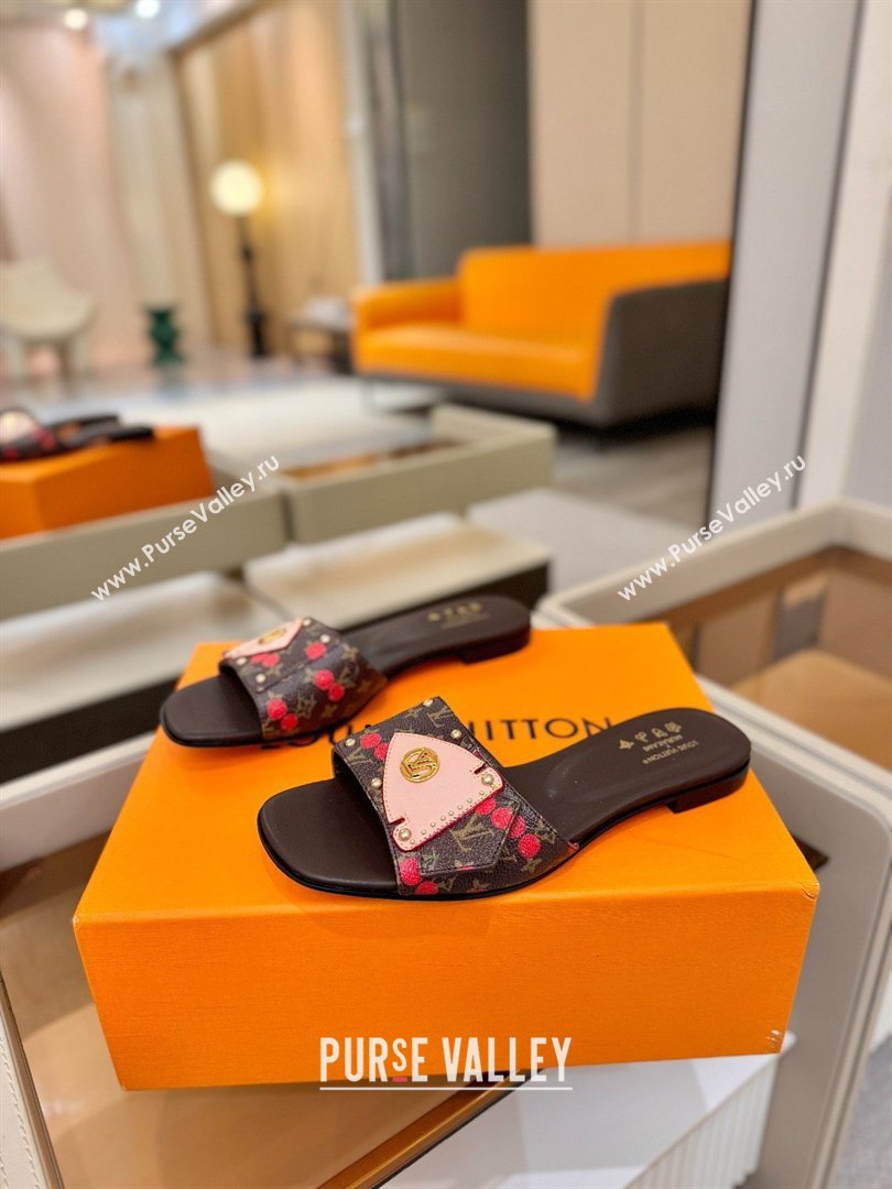 Louis Vuitton LV Frame Flat Mule in Monogram Canvas Brown/Red 2026 (KL-26040312)