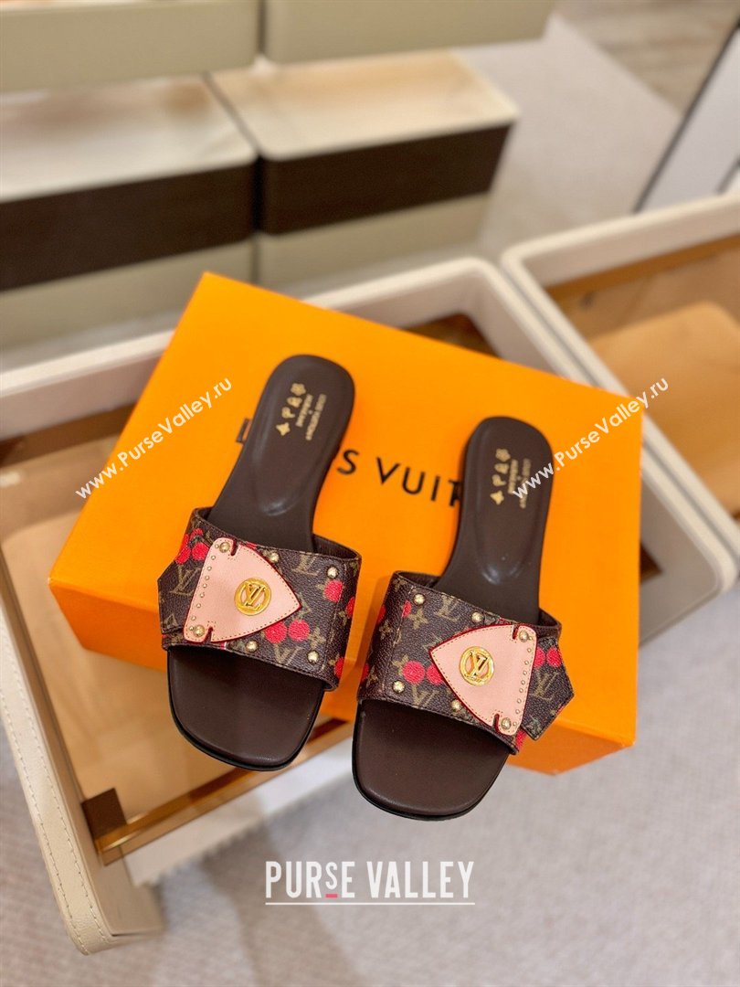 Louis Vuitton LV Frame Flat Mule in Monogram Canvas Brown/Red 2026 (KL-26040312)