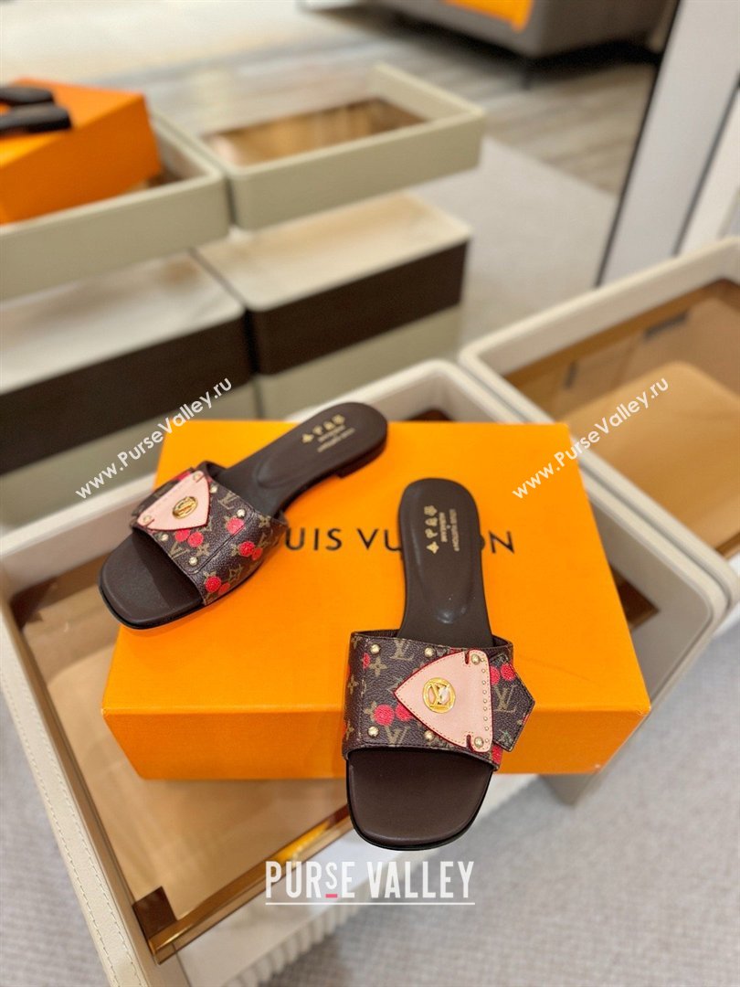 Louis Vuitton LV Frame Flat Mule in Monogram Canvas Brown/Red 2026 (KL-26040312)