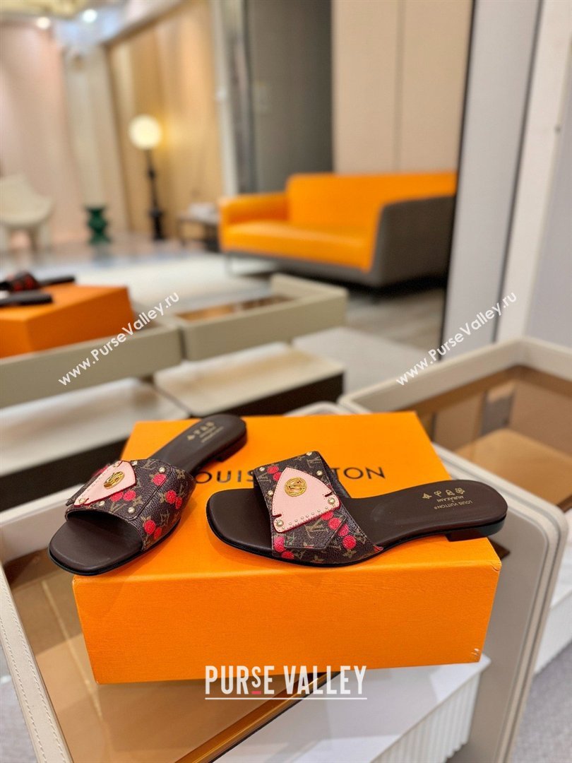 Louis Vuitton LV Frame Flat Mule in Monogram Canvas Brown/Red 2026 (KL-26040312)