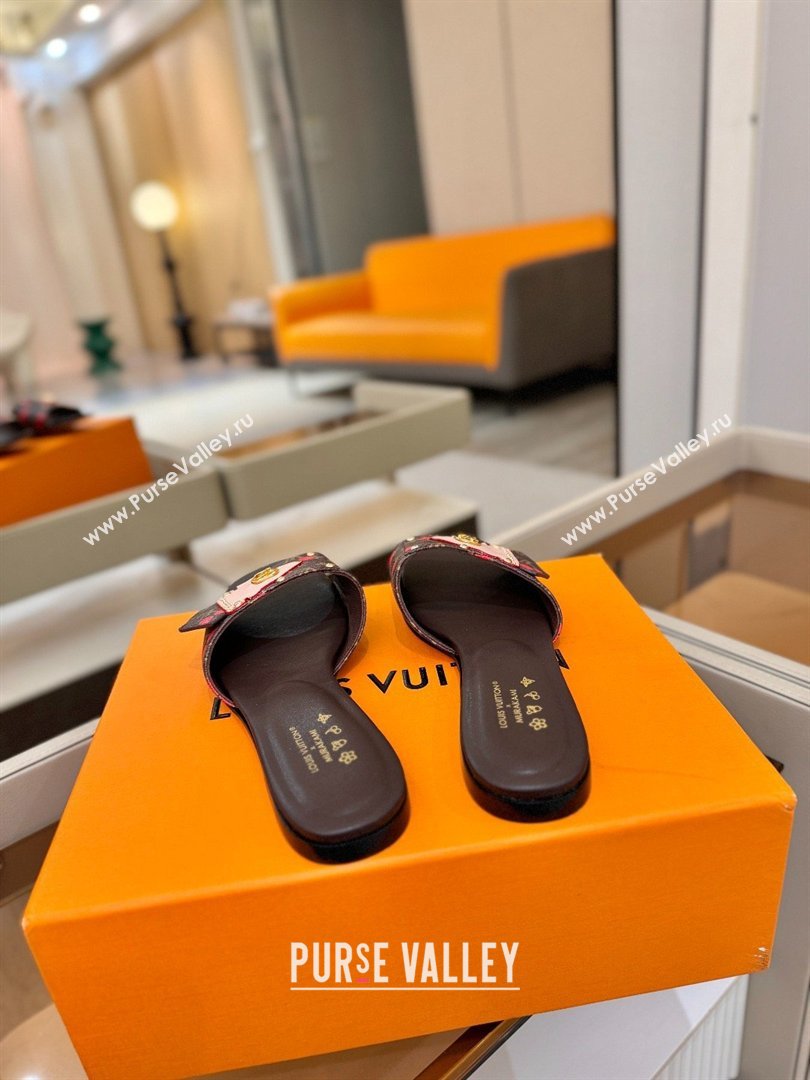 Louis Vuitton LV Frame Flat Mule in Monogram Canvas Brown/Red 2026 (KL-26040312)