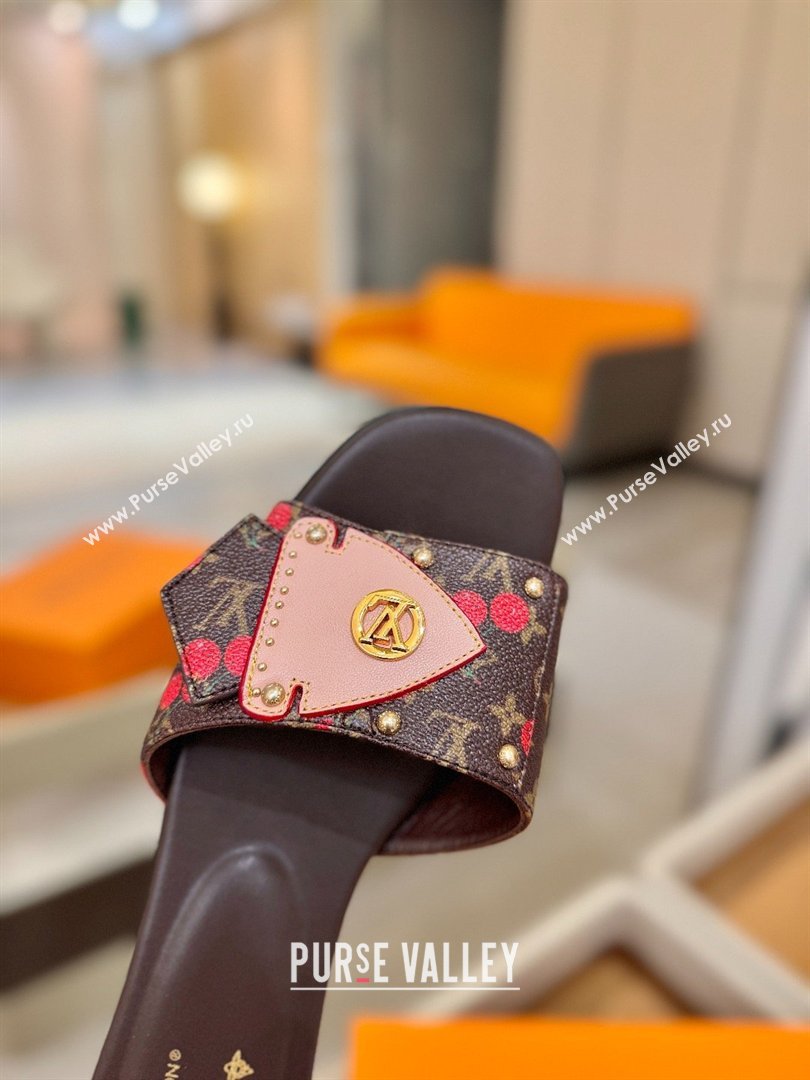 Louis Vuitton LV Frame Flat Mule in Monogram Canvas Brown/Red 2026 (KL-26040312)