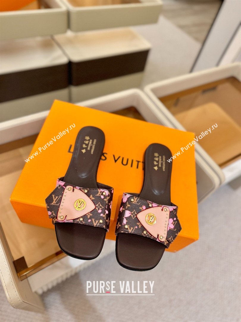 Louis Vuitton LV Frame Flat Mule in Monogram Canvas Brown/Pink 2026 (KL-26040315)