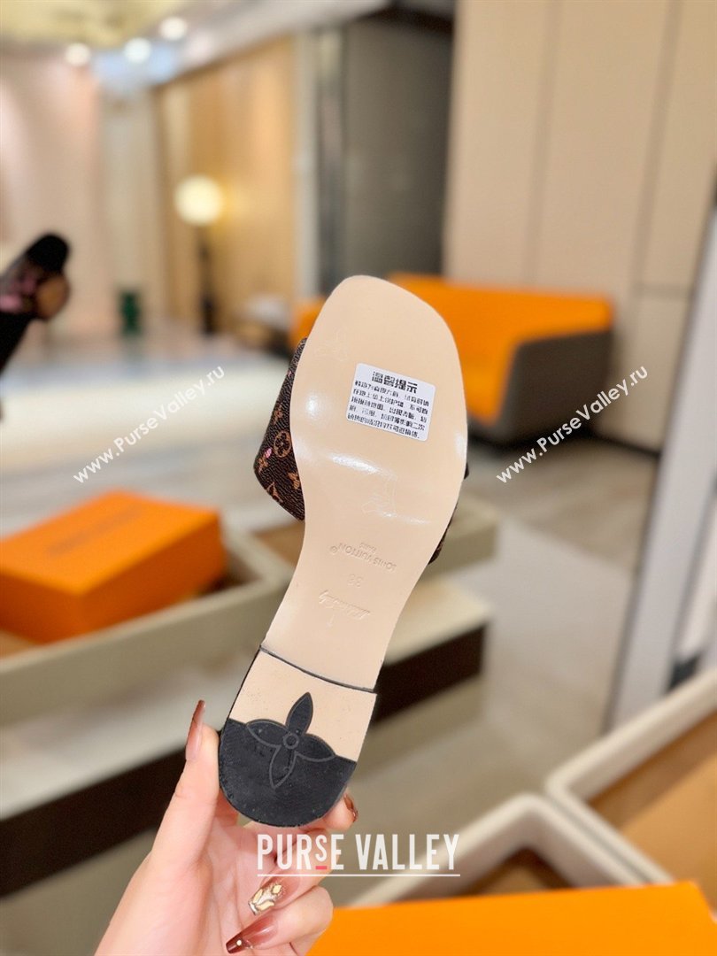 Louis Vuitton LV Frame Flat Mule in Monogram Canvas Brown/Pink 2026 (KL-26040315)