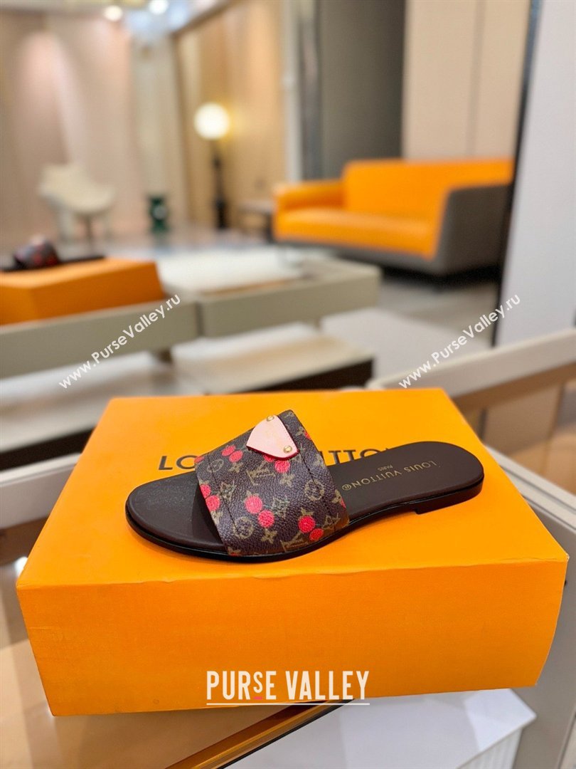 Louis Vuitton Lily Flat Mule in Monogram Canvas Brown/Red 2026 (KL-26040304)