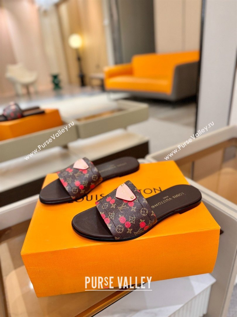 Louis Vuitton Lily Flat Mule in Monogram Canvas Brown/Red 2026 (KL-26040304)