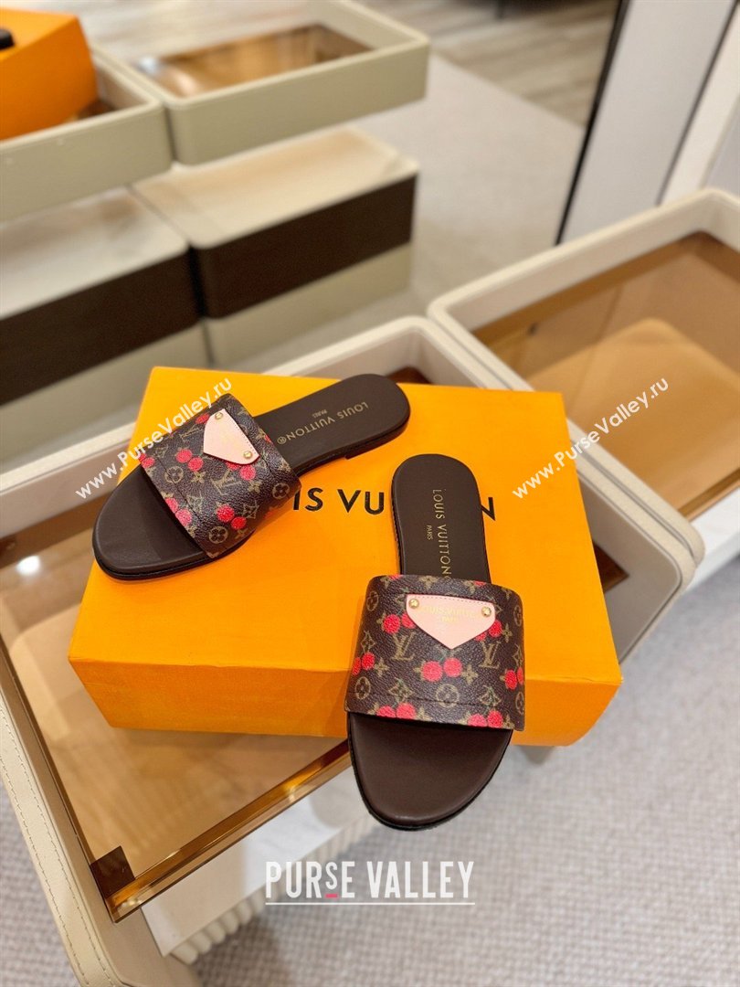 Louis Vuitton Lily Flat Mule in Monogram Canvas Brown/Red 2026 (KL-26040304)