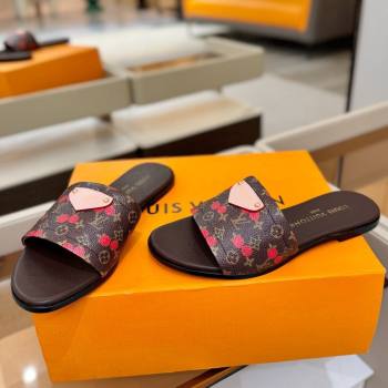 Louis Vuitton Lily Flat Mule in Monogram Canvas Brown/Red 2026 (KL-26040304)