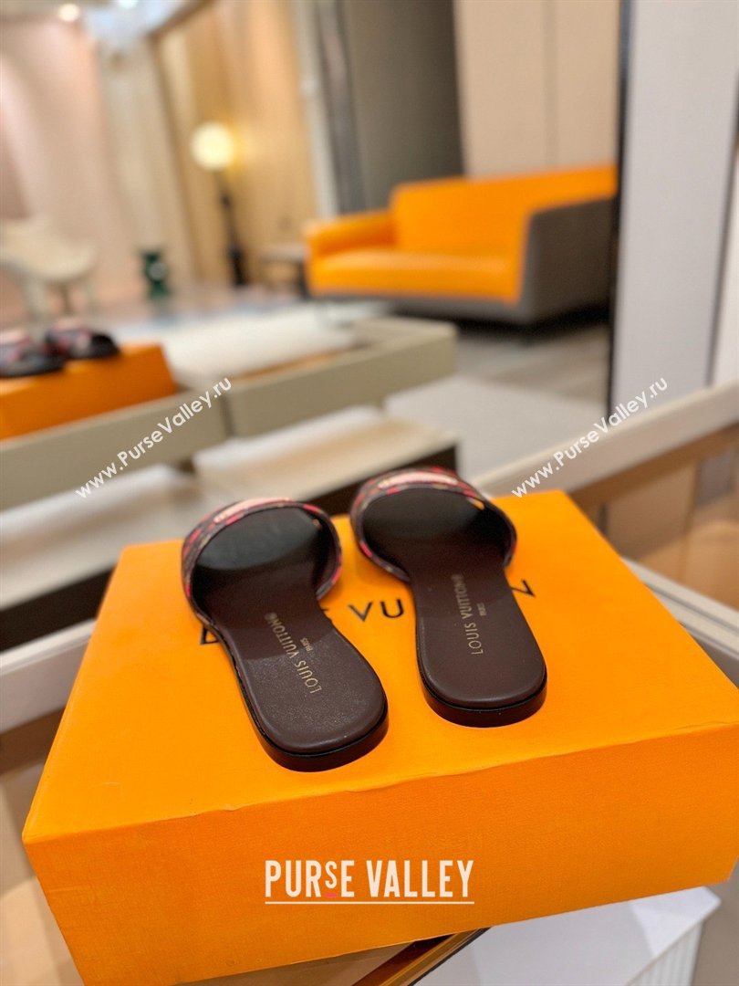 Louis Vuitton Lily Flat Mule in Monogram Canvas Brown/Red 2026 (KL-26040304)