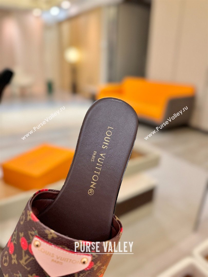 Louis Vuitton Lily Flat Mule in Monogram Canvas Brown/Red 2026 (KL-26040304)