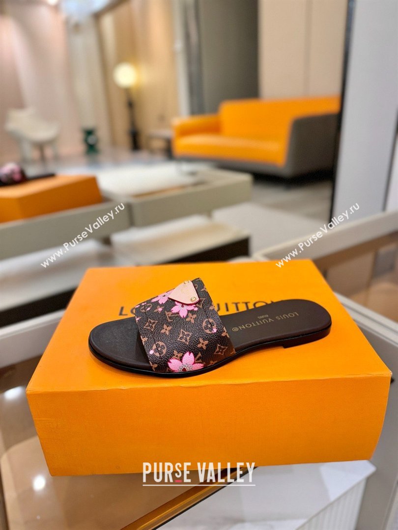 Louis Vuitton Lily Flat Mule in Monogram Canvas Brown/Pink 2026 (KL-26040305)