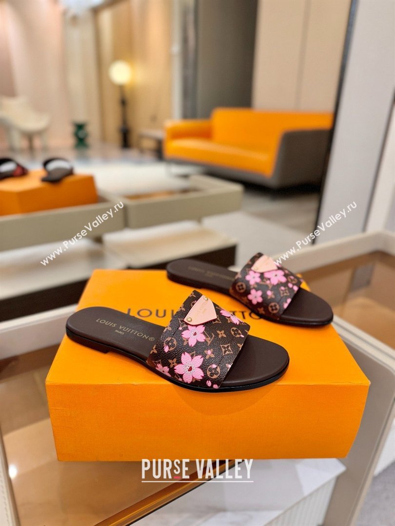 Louis Vuitton Lily Flat Mule in Monogram Canvas Brown/Pink 2026 (KL-26040305)