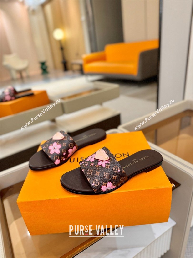 Louis Vuitton Lily Flat Mule in Monogram Canvas Brown/Pink 2026 (KL-26040305)