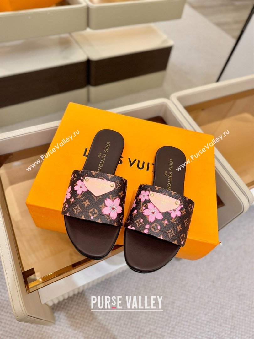Louis Vuitton Lily Flat Mule in Monogram Canvas Brown/Pink 2026 (KL-26040305)