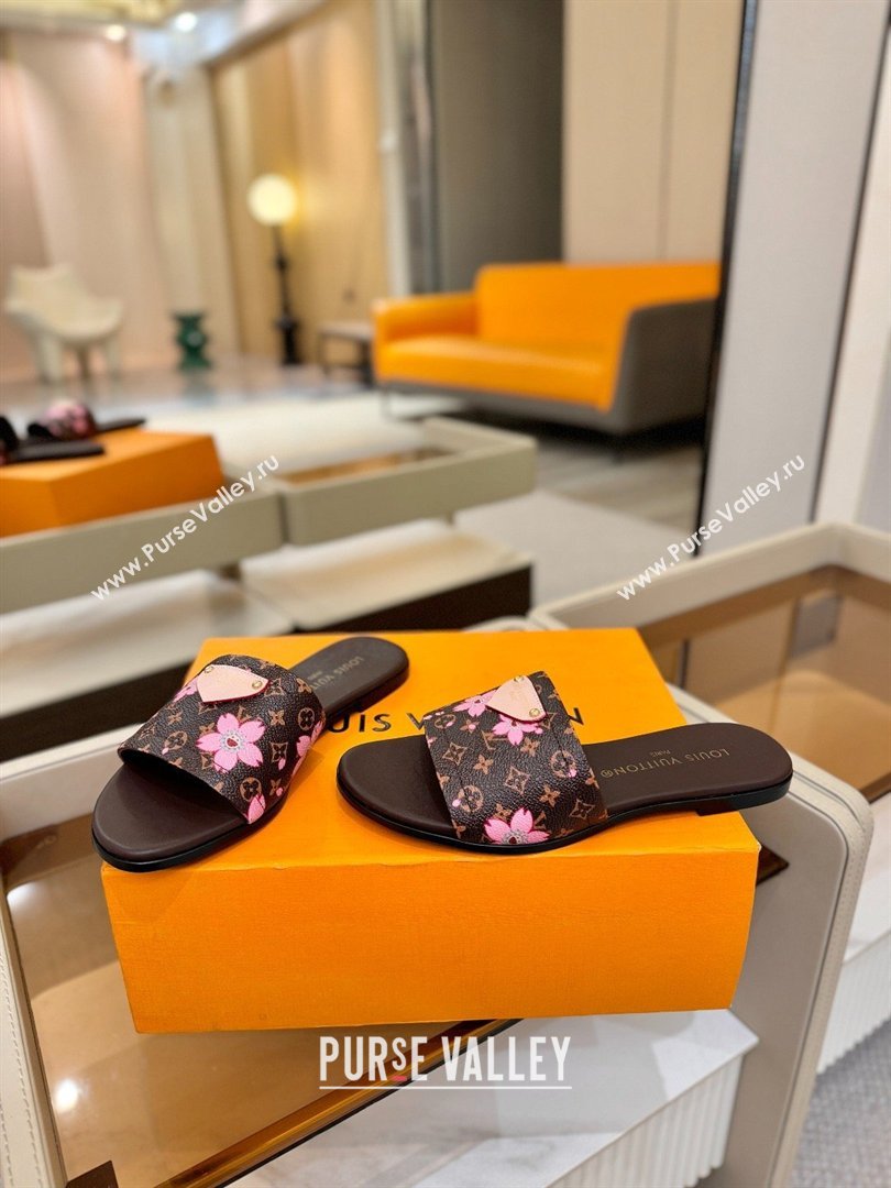 Louis Vuitton Lily Flat Mule in Monogram Canvas Brown/Pink 2026 (KL-26040305)